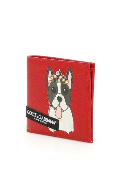 Shop Dolce & Gabbana Dog Print Wallet In Red