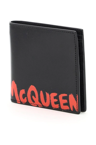 Shop Alexander Mcqueen Graffiti Logo Bifold Wallet In Black