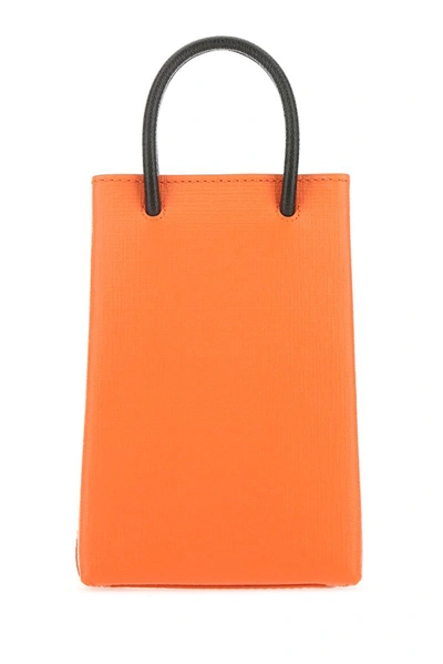 Shop Balenciaga Shopping Phone Holder Tote Bag In Orange