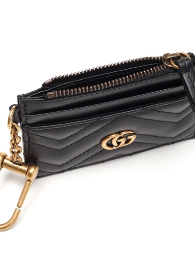 Shop Gucci Gg Marmont Zipped Cardholder In Black