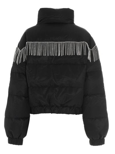 Shop Chiara Ferragni Crystal Fringe Puffer Jacket In Black