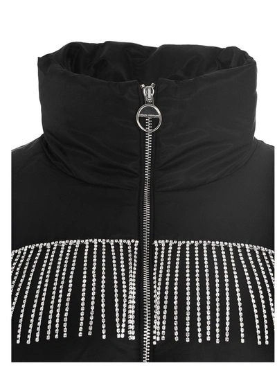 Shop Chiara Ferragni Crystal Fringe Puffer Jacket In Black