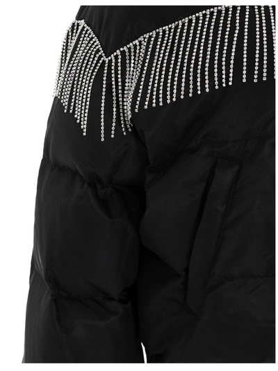 Shop Chiara Ferragni Crystal Fringe Puffer Jacket In Black