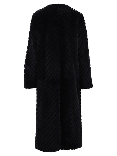 Shop Givenchy Chevron Shearling Coat In Black
