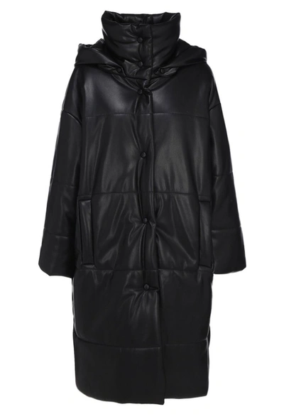 Shop Nanushka Eska Faux Leather Puffer Coat In Black