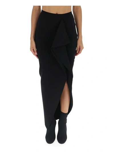 Shop Rick Owens Asymmetric Fitted Skirt In Black