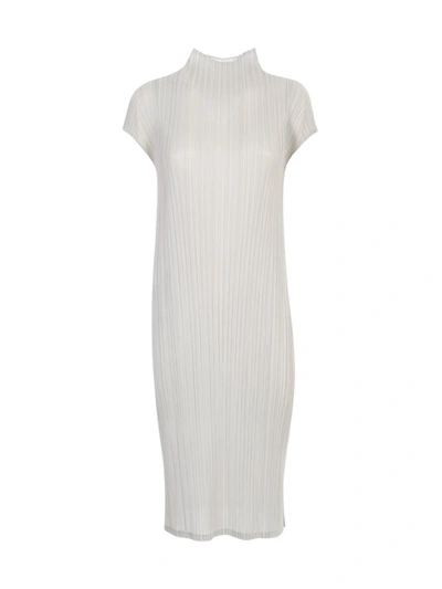 Shop Issey Miyake Pleats Please By  August Pleated Dress In Grey