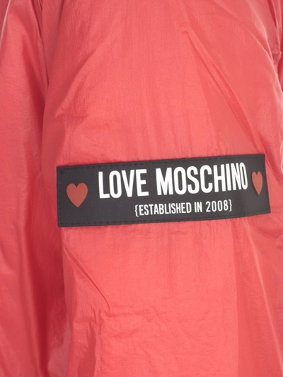 Shop Love Moschino Logo Patch Jacket In Red