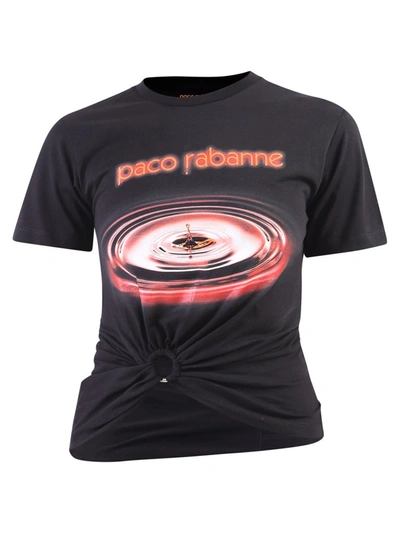 Shop Rabanne Paco  Gathered Logo Print T In Black