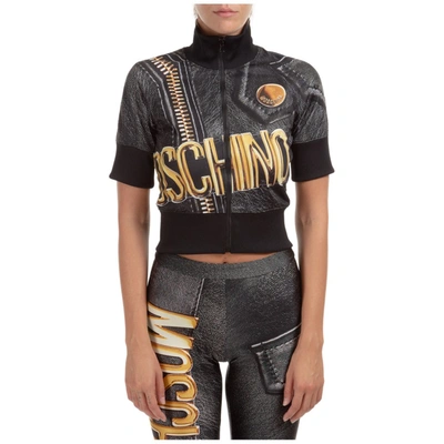 Shop Moschino Womens Macro Biker Printed Short Sleeve Jacket In Multi