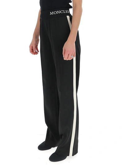 Shop Moncler Elasticated Side Band Trousers In Black
