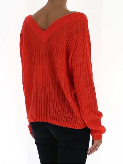 Shop Helmut Lang Double V Sweater In Red