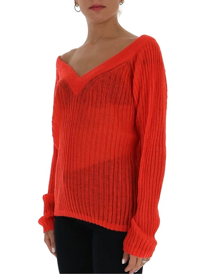 Shop Helmut Lang Double V Sweater In Red