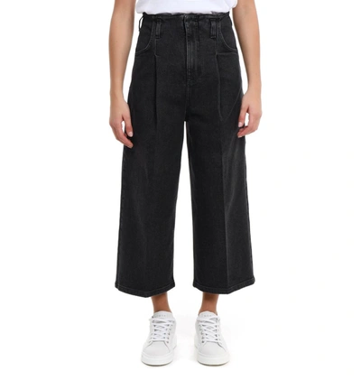 Shop L'autre Chose Cropped Wide Leg Mid Rise Jeans In Grey