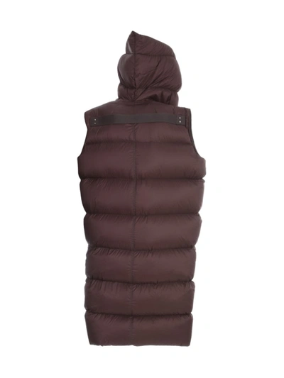 Shop Rick Owens Hooded Sleeveless Puffer Coat In Red