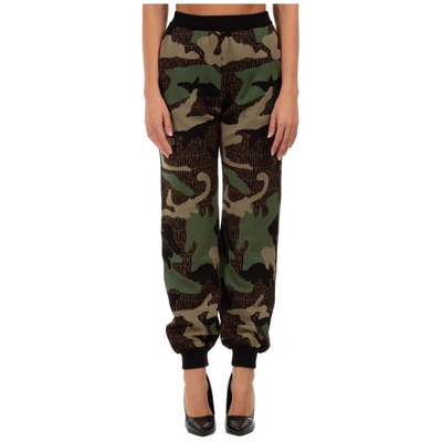 Shop Moschino Logo Camouflage Knitted Track Pants In Multi