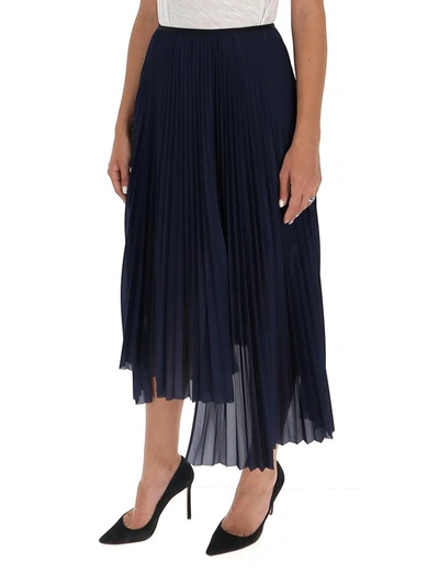 Shop Helmut Lang Asymmetric Pleated Midi Skirt In Black