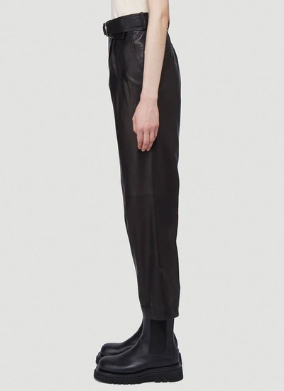 Shop Helmut Lang Wrap Over Leather Pants In Black