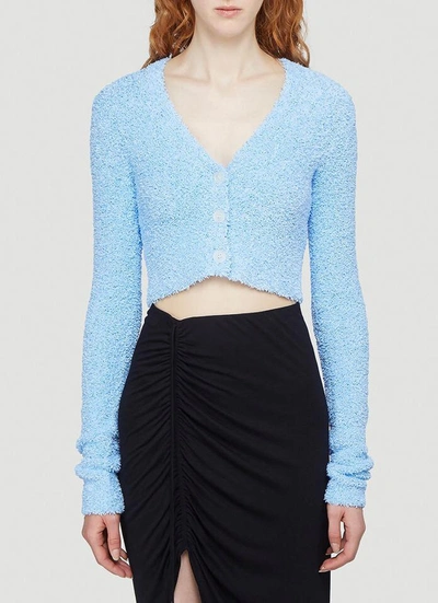 Shop Helmut Lang Textured Knit Cardigan In Blue