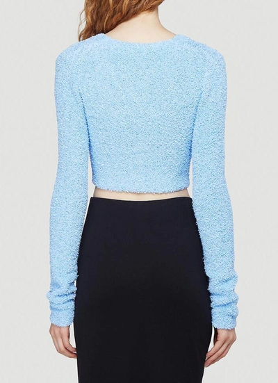 Shop Helmut Lang Textured Knit Cardigan In Blue