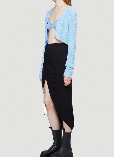 Shop Helmut Lang Textured Knit Cardigan In Blue