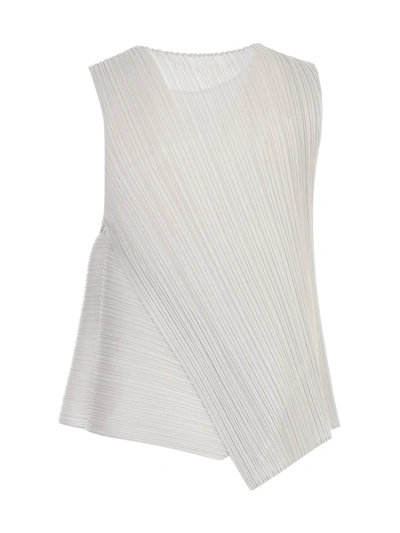 Shop Issey Miyake Pleats Please By  Pleated Sleeveless Top In Grey