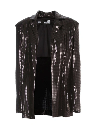 Shop Love Moschino Sequin Blazer In Black