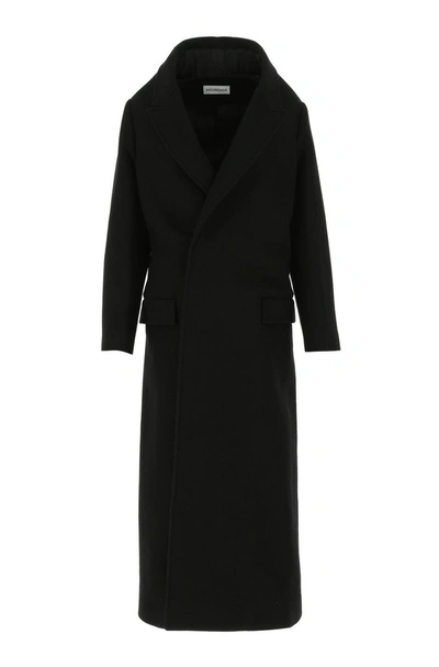 Shop Balenciaga Pyramid Shoulder Coat In Black