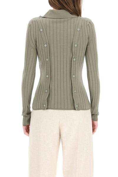 Shop Jacquemus Button Detail Knitted Top In Green