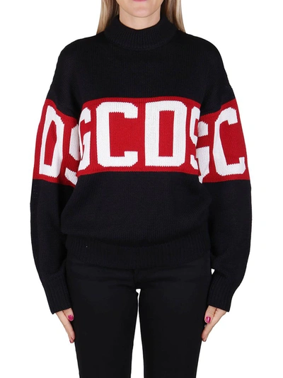 Shop Gcds Logo Band Sweater In Black