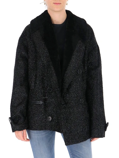 Shop Saint Laurent Oversized Coat In Black