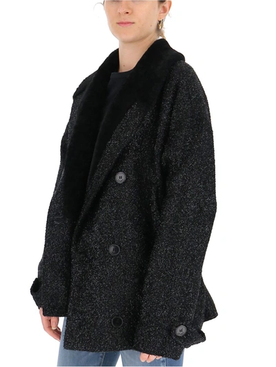 Shop Saint Laurent Oversized Coat In Black