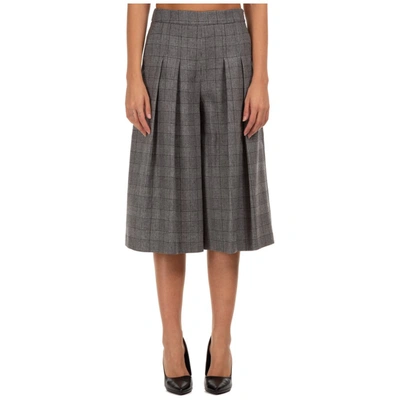 Shop Moschino Boutique  Check Pleated Culottes In Grey