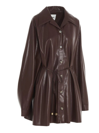Shop Nanushka Joy Faux Leather Mini Dress In Brown