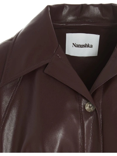 Shop Nanushka Joy Faux Leather Mini Dress In Brown