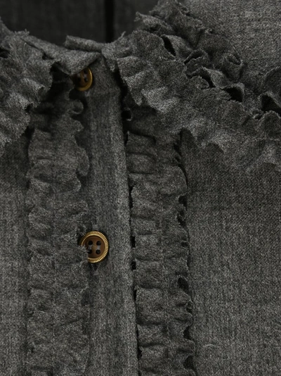 Shop Fendi Flannel Midi Shirt Dress In Grey