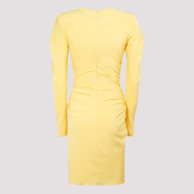 Shop Alexandre Vauthier Round Neck Dress In Yellow