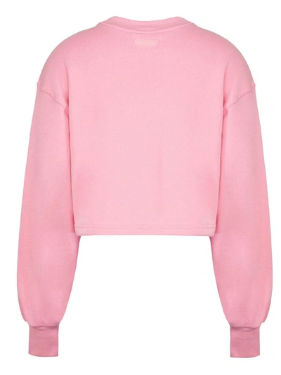 Shop Chiara Ferragni Crystal Fringe Cropped Sweatshirt In Pink