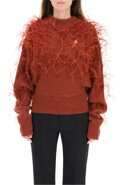 Shop Attico The  Feather Knit Jumper In Red