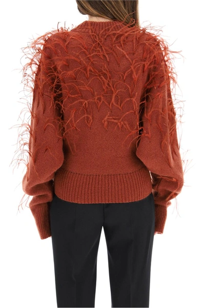 Shop Attico The  Feather Knit Jumper In Red