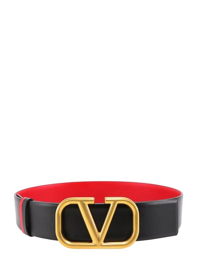 Shop Valentino Vlogo Reversible Belt In Black