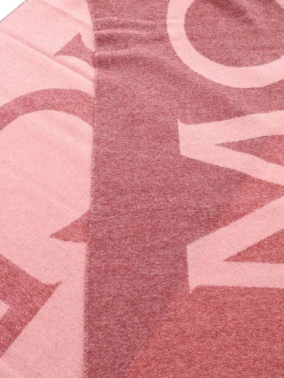 Shop Moncler Logo Fringed Scarf In Pink
