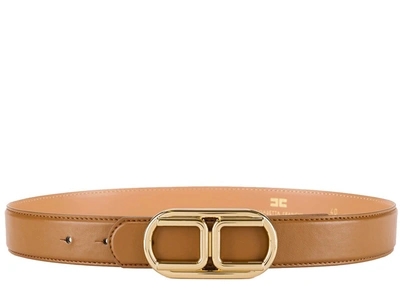 Shop Elisabetta Franchi Logo Buckle Belt In Brown