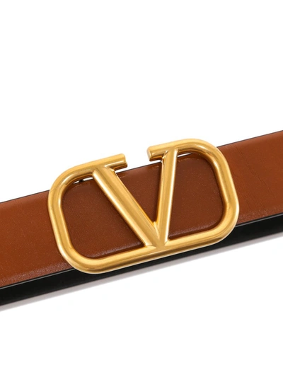 Shop Valentino Vlogo Reversible Belt In Brown