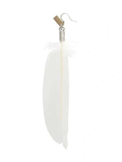 Shop Ann Demeulemeester Feather Single Earring In White