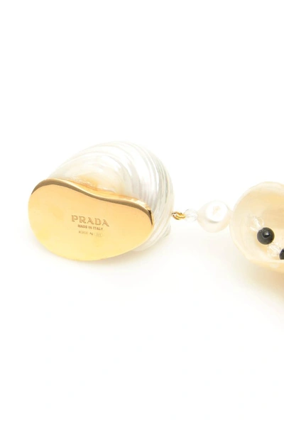 Shop Prada Shell Choker In Beige