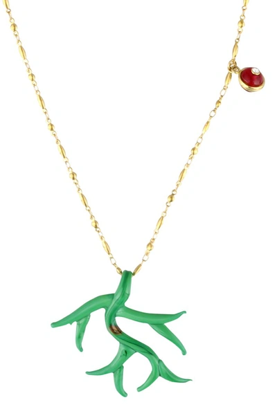 Shop Katerina Psoma Coral Pendant Necklace In Green