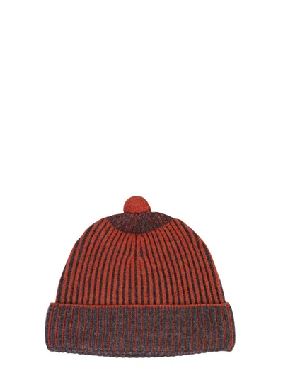 Shop Kenzo Logo Patch Ribbed Beanie In Red