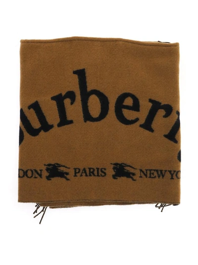 Shop Burberry Hooded Logo Scarf In Multi
