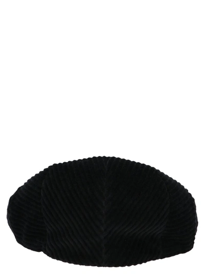 Shop Dolce & Gabbana Ribbed Velvet Cap In Black